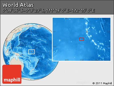 Shaded Relief Location Map of the Area around 0° 21' 0" S, 171° 46' 30" E