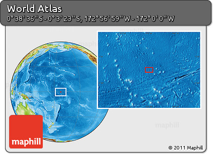 Physical Location Map of the Area around 0° 21' 0" S, 172° 28' 29" W