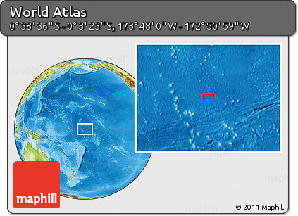 Physical Location Map of the Area around 0° 21' 0" S, 173° 19' 29" W