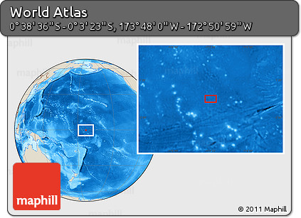 Shaded Relief Location Map of the Area around 0° 21' 0" S, 173° 19' 29" W