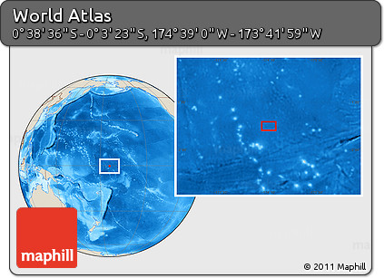 Shaded Relief Location Map of the Area around 0° 21' 0" S, 174° 10' 30" W