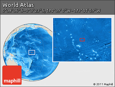 Shaded Relief Location Map of the Area around 0° 21' 0" S, 174° 10' 30" W