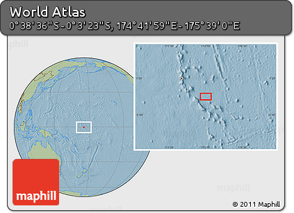 Savanna Style Location Map of the Area around 0° 21' 0" S, 175° 10' 30" E, hill shading