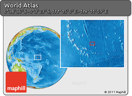 Physical Location Map of the Area around 0° 21' 0" S, 177° 43' 29" E