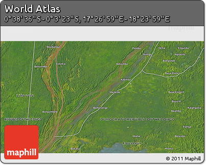 Satellite 3D Map of the Area around 0° 21' 0" S, 17° 55' 29" E