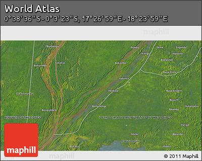 Satellite 3D Map of the Area around 0° 21' 0" S, 17° 55' 29" E