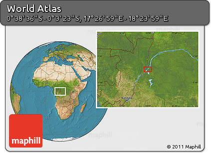 Satellite Location Map of the Area around 0° 21' 0" S, 17° 55' 29" E