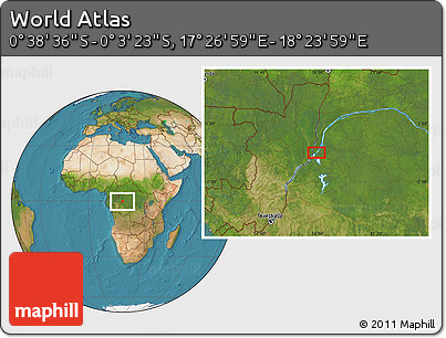 Satellite Location Map of the Area around 0° 21' 0" S, 17° 55' 29" E
