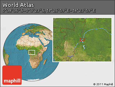 Satellite Location Map of the Area around 0° 21' 0" S, 17° 55' 29" E