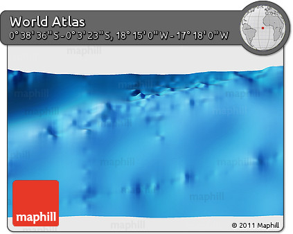Physical 3D Map of the Area around 0° 21' 0" S, 17° 46' 29" W