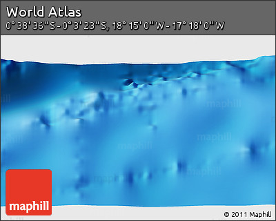 Physical 3D Map of the Area around 0° 21' 0" S, 17° 46' 29" W