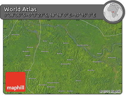 Satellite Map of the Area around 0° 21' 0" S, 18° 46' 29" E