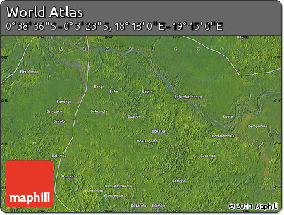 Satellite Map of the Area around 0° 21' 0" S, 18° 46' 29" E
