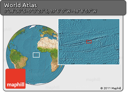 Satellite Location Map of the Area around 0° 21' 0" S, 18° 37' 30" W