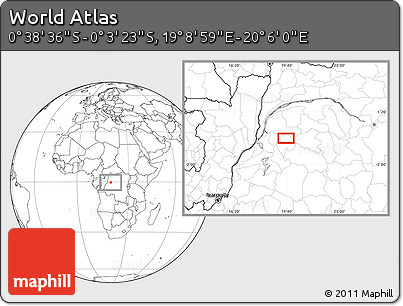 Blank Location Map of the Area around 0° 21' 0" S, 19° 37' 30" E