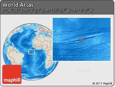 Shaded Relief Location Map of the Area around 0° 21' 0" S, 19° 28' 30" W