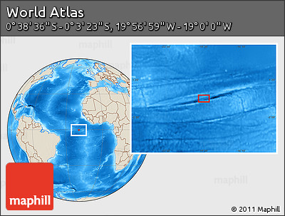 Shaded Relief Location Map of the Area around 0° 21' 0" S, 19° 28' 30" W
