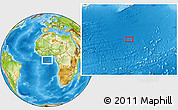 Physical Location Map of the area around 0° 21' 0" S, 1° 37' 30" W