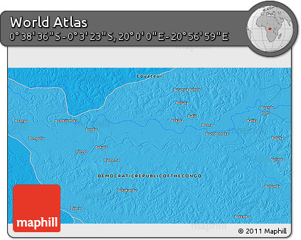 Political 3D Map of the Area around 0° 21' 0" S, 20° 28' 30" E