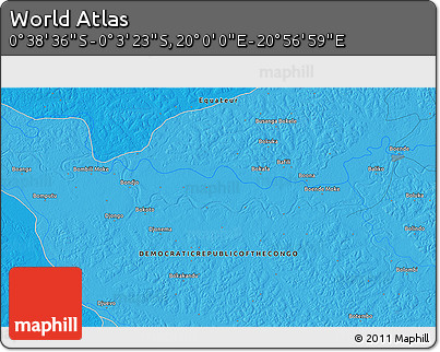 Political 3D Map of the Area around 0° 21' 0" S, 20° 28' 30" E