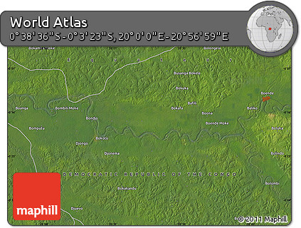 Satellite Map of the Area around 0° 21' 0" S, 20° 28' 30" E