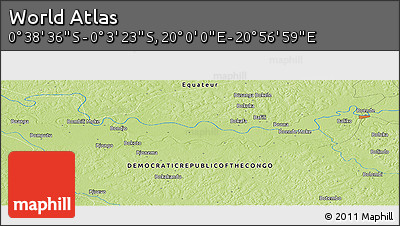 Physical Panoramic Map of the Area around 0° 21' 0" S, 20° 28' 30" E