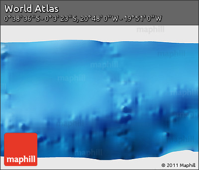 Physical 3D Map of the Area around 0° 21' 0" S, 20° 19' 30" W
