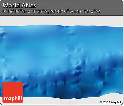 Physical 3D Map of the Area around 0° 21' 0" S, 20° 19' 30" W
