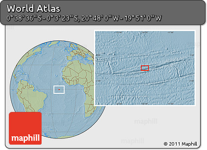 Savanna Style Location Map of the Area around 0° 21' 0" S, 20° 19' 30" W, hill shading