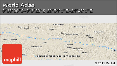 Shaded Relief Panoramic Map of the Area around 0° 21' 0" S, 21° 19' 30" E