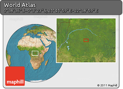 Satellite Location Map of the Area around 0° 21' 0" S, 22° 10' 29" E