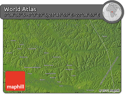 Satellite Map of the Area around 0° 21' 0" S, 22° 10' 29" E