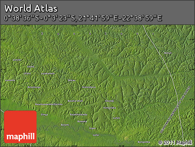 Satellite Map of the Area around 0° 21' 0" S, 22° 10' 29" E
