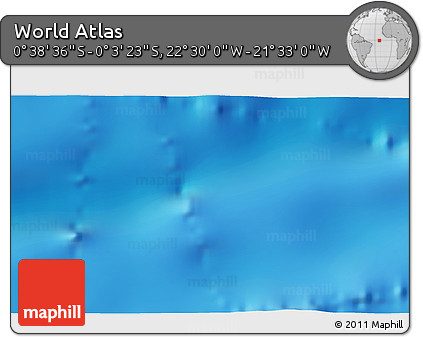 Shaded Relief 3D Map of the Area around 0° 21' 0" S, 22° 1' 29" W