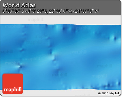 Shaded Relief 3D Map of the Area around 0° 21' 0" S, 22° 1' 29" W