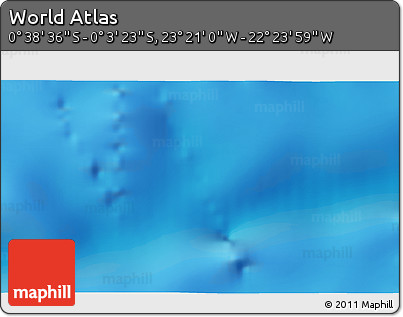 Physical 3D Map of the Area around 0° 21' 0" S, 22° 52' 30" W