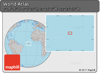 Gray Location Map of the Area around 0° 21' 0" S, 22° 52' 30" W