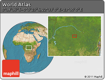 Satellite Location Map of the Area around 0° 21' 0" S, 23° 1' 29" E