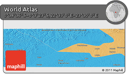 Political Panoramic Map of the Area around 0° 21' 0" S, 23° 1' 29" E
