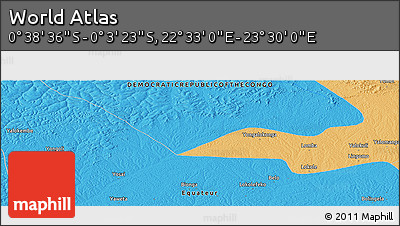 Political Panoramic Map of the Area around 0° 21' 0" S, 23° 1' 29" E
