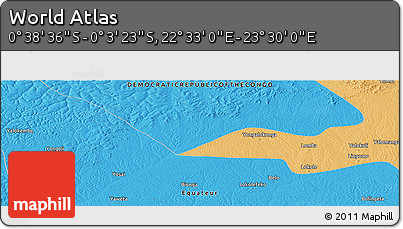 Political Panoramic Map of the Area around 0° 21' 0" S, 23° 1' 29" E