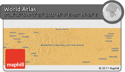 Political Panoramic Map of the Area around 0° 21' 0" S, 24° 43' 30" E