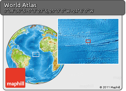 Physical Location Map of the Area around 0° 21' 0" S, 24° 34' 30" W