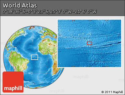 Physical Location Map of the Area around 0° 21' 0" S, 24° 34' 30" W