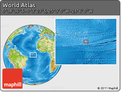 Physical Location Map of the Area around 0° 21' 0" S, 24° 34' 30" W