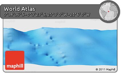 Shaded Relief Panoramic Map of the Area around 0° 21' 0" S, 24° 34' 30" W