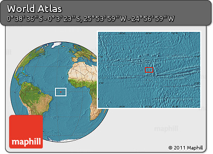 Satellite Location Map of the Area around 0° 21' 0" S, 25° 25' 29" W