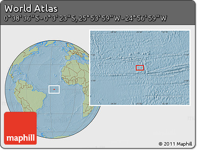 Savanna Style Location Map of the Area around 0° 21' 0" S, 25° 25' 29" W, hill shading