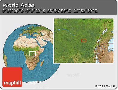 Satellite Location Map of the Area around 0° 21' 0" S, 26° 25' 29" E
