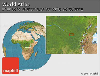 Satellite Location Map of the Area around 0° 21' 0" S, 26° 25' 29" E